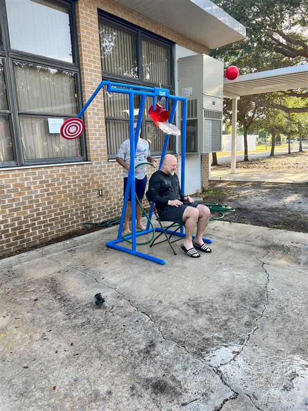 Principal Rebman taking the hits!